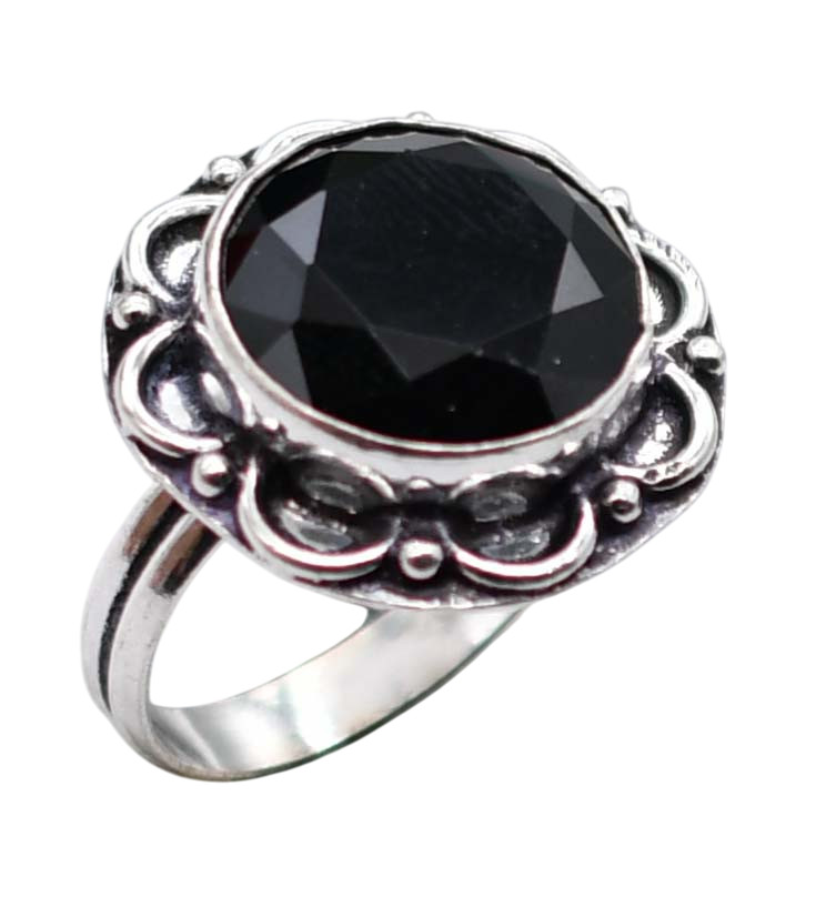 Black Onyx Gemstone Ethnic Handmade Antique Design Ring US Size-9.5 Z 206