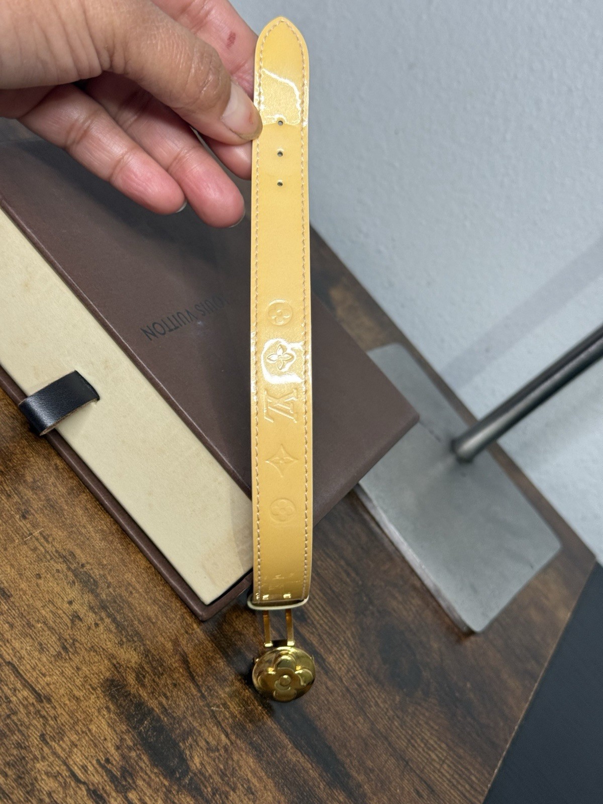 Louis Vuitton Beige Vernis Leather Bracelet Bangle Cuff