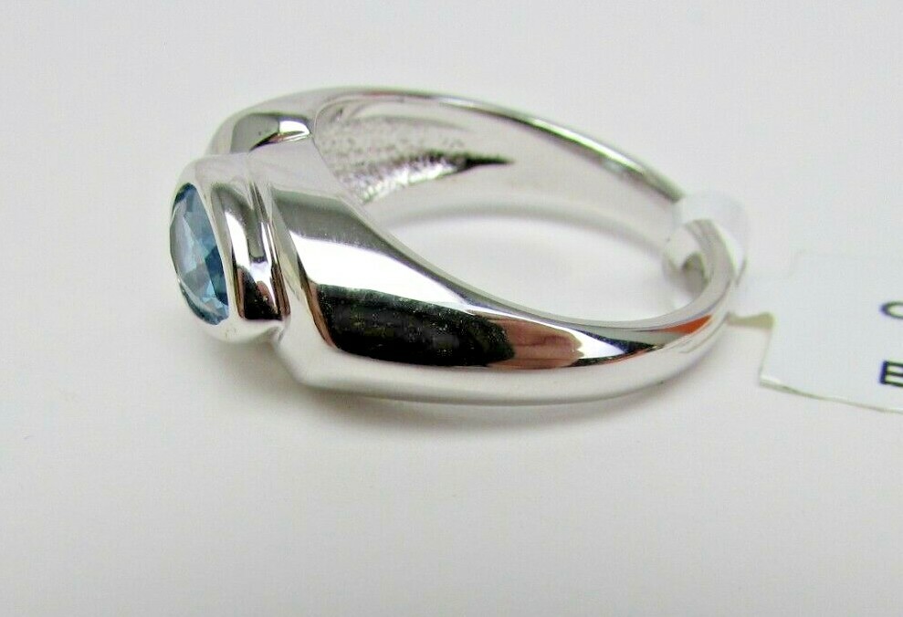 Allison Reed Silver Tone Blue Topaz Ring Size 6.5 (O45 1568 05) NEW