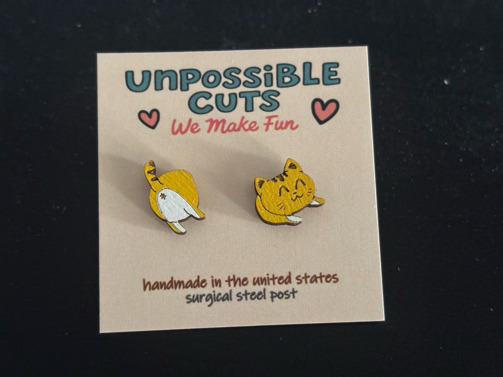 Unpossible Cuts Cat Booty Earrings Surgical Steel