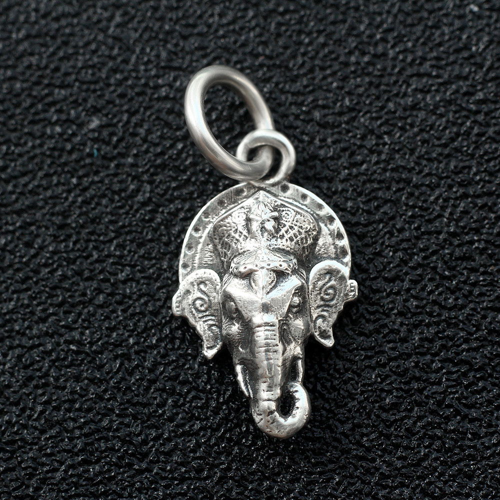 India God Ganesha Elephant Mandala Charm Pendant In Real 925 Sterling Silver New