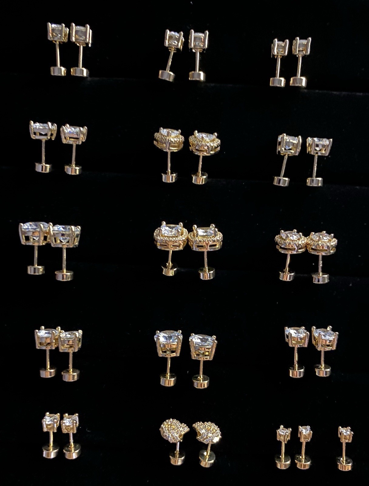 Lot Of 925 Sterling Silver Cubic Zirconia CZ Stud Post Pierced Earrings