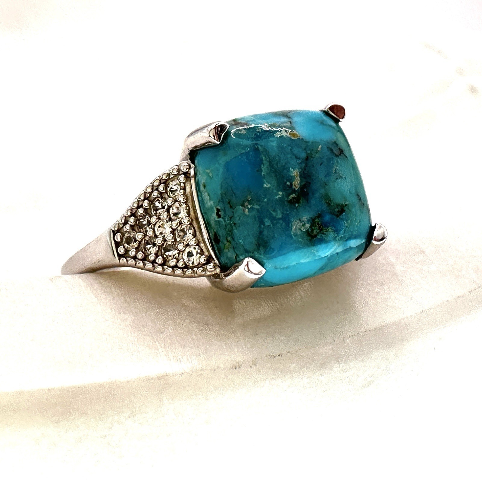 blue composite turquoise sterling silver ring sz 7