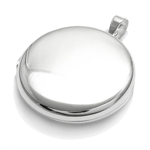 925 Sterling Silver Engravable Flat Round Locket (Choose Size)