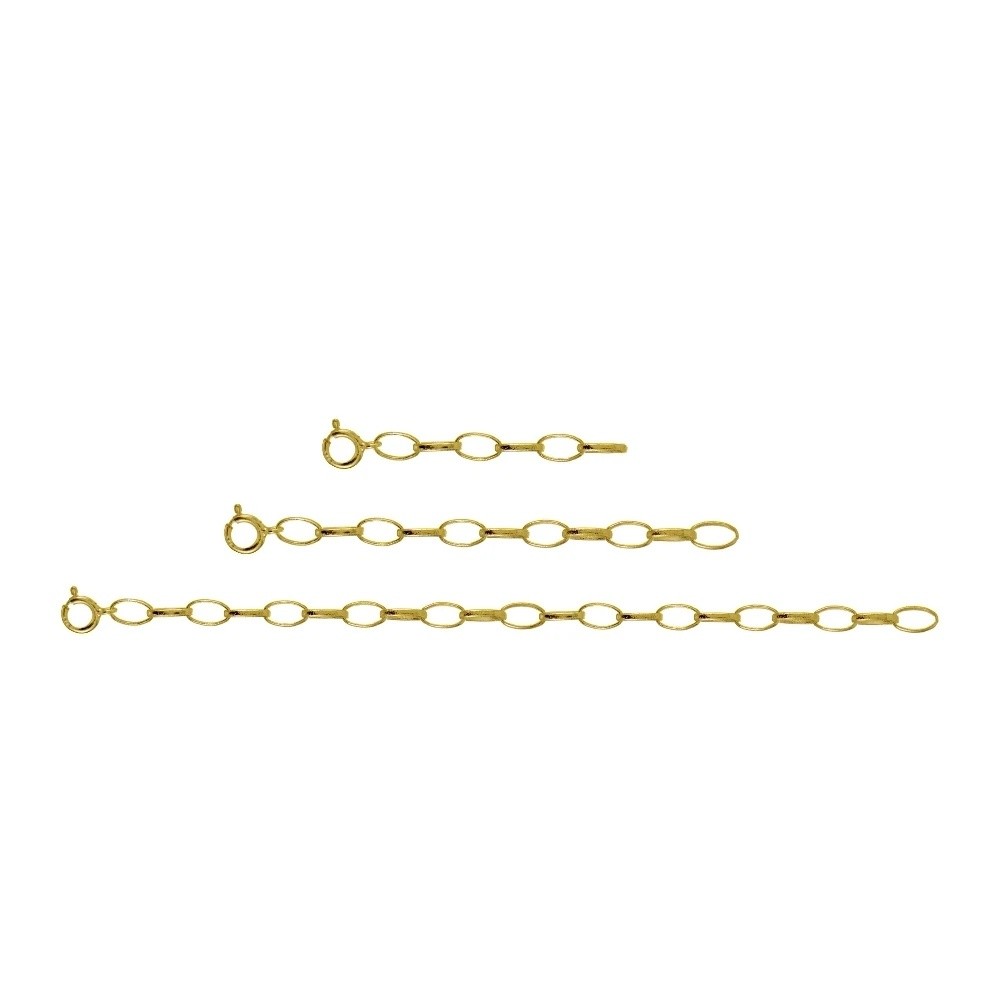 Gold Tone over 925 Silver Oval Link Extender Set for Pendants Necklaces 3 Sizes
