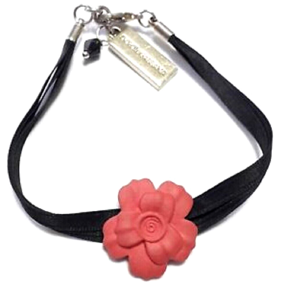 ✨DOLCE & GABBANA Rose Camellia Bracelet Floral Love Logo +Black Velvet Pouch NEW