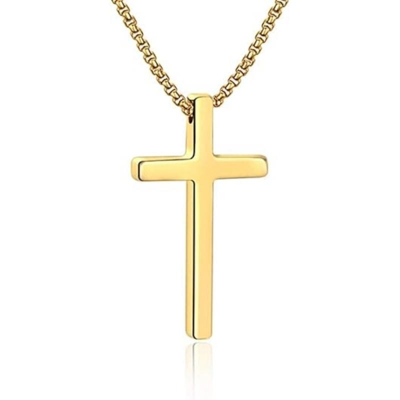 Cross Necklace for Men & Women – Stainless Steel Plain Cross Pendant Necklace