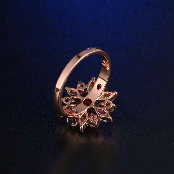 Best Valentien’s Gift Genuine Champagne Topaz Amethyst Rose Gold Plated Rings