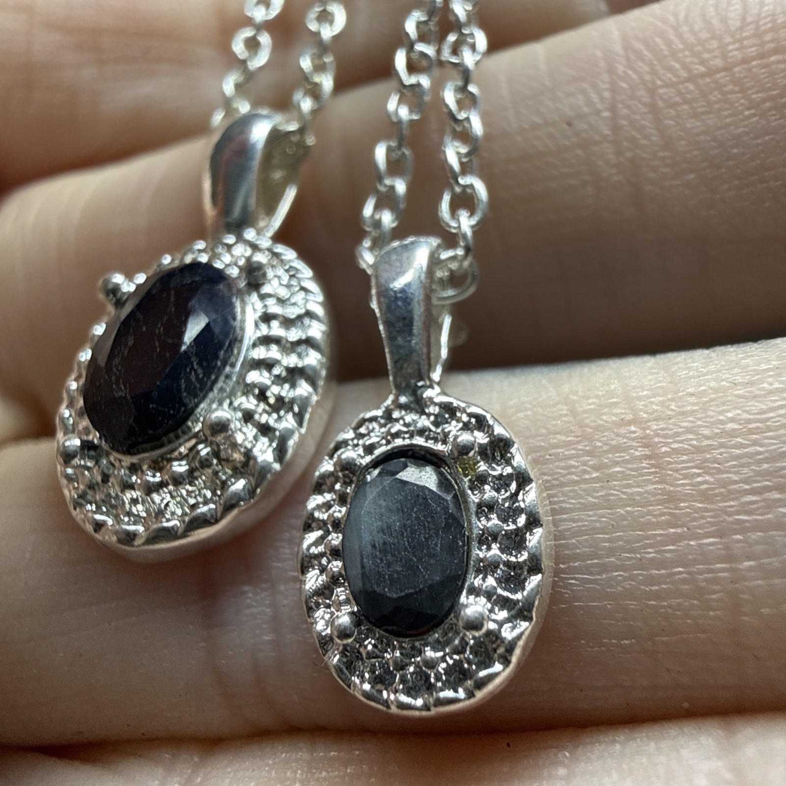RETRO Sapphire Necklace & Bracelet Silver Tone 46cm Chain Pretty Kitsch Unused