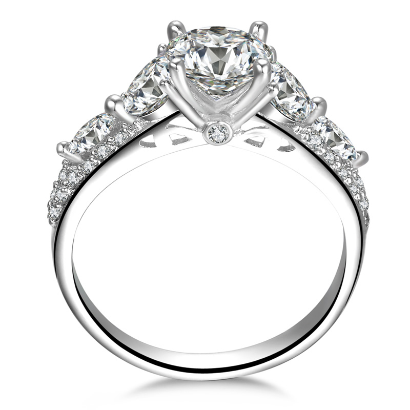 .925 Sterling Silver Round Cz Stone Wedding Band Engagement Ring Size 3-12 SS022