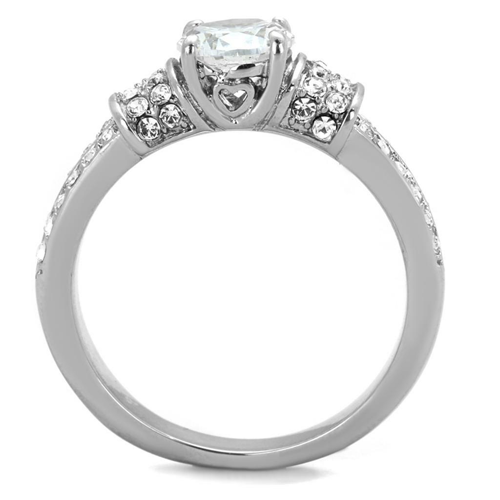 TK1921 – High polished (no plating) Stainless Steel Ring with AAA Grade CZ in