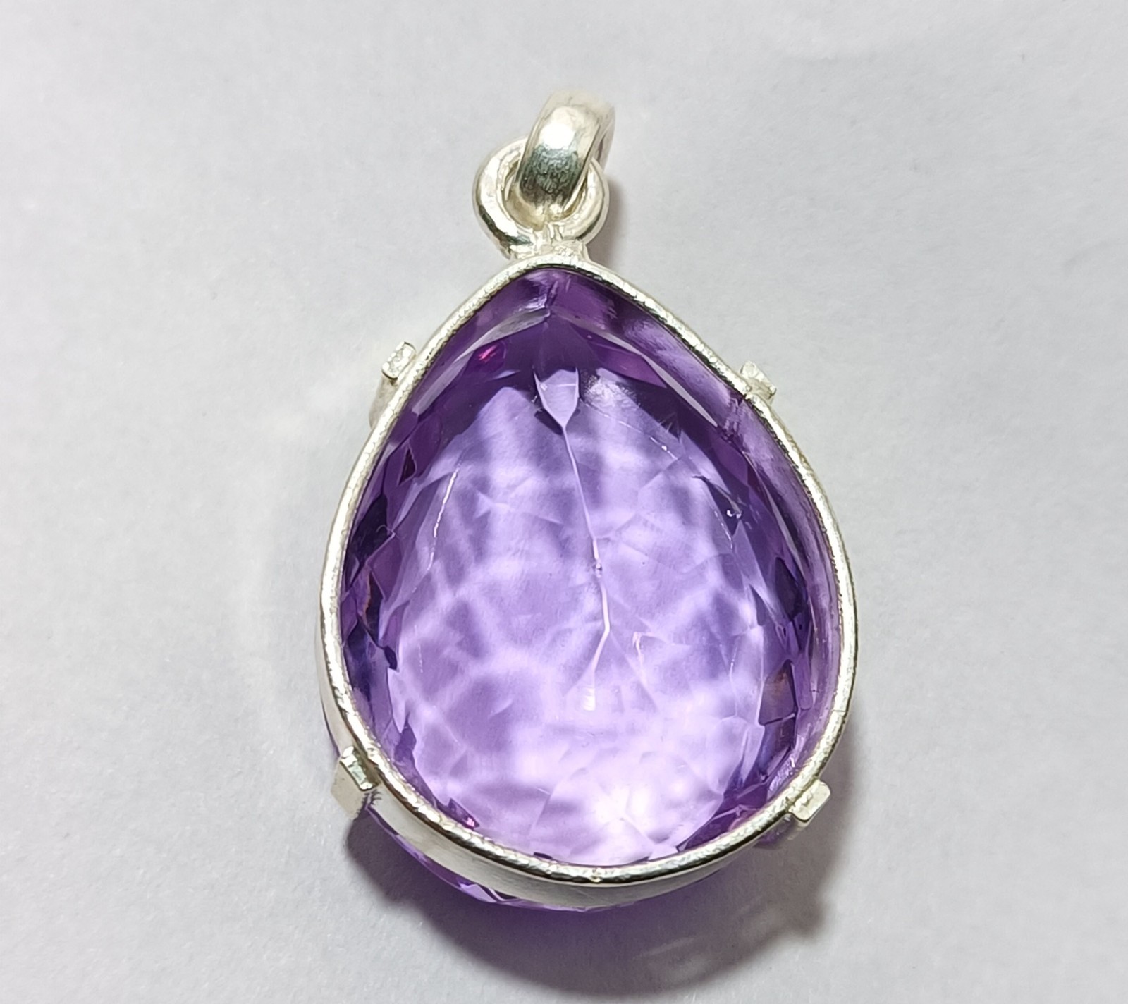 Natural 66.05 Ct Brazilian Pear Cut Purple Topaz Pendant 925 Silver Gemstone