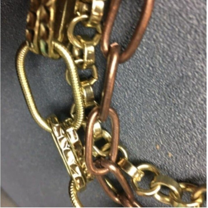 Bill Blass Necklace Chunky Chain Gold Copper Multi Strand Retro BoHo Statement