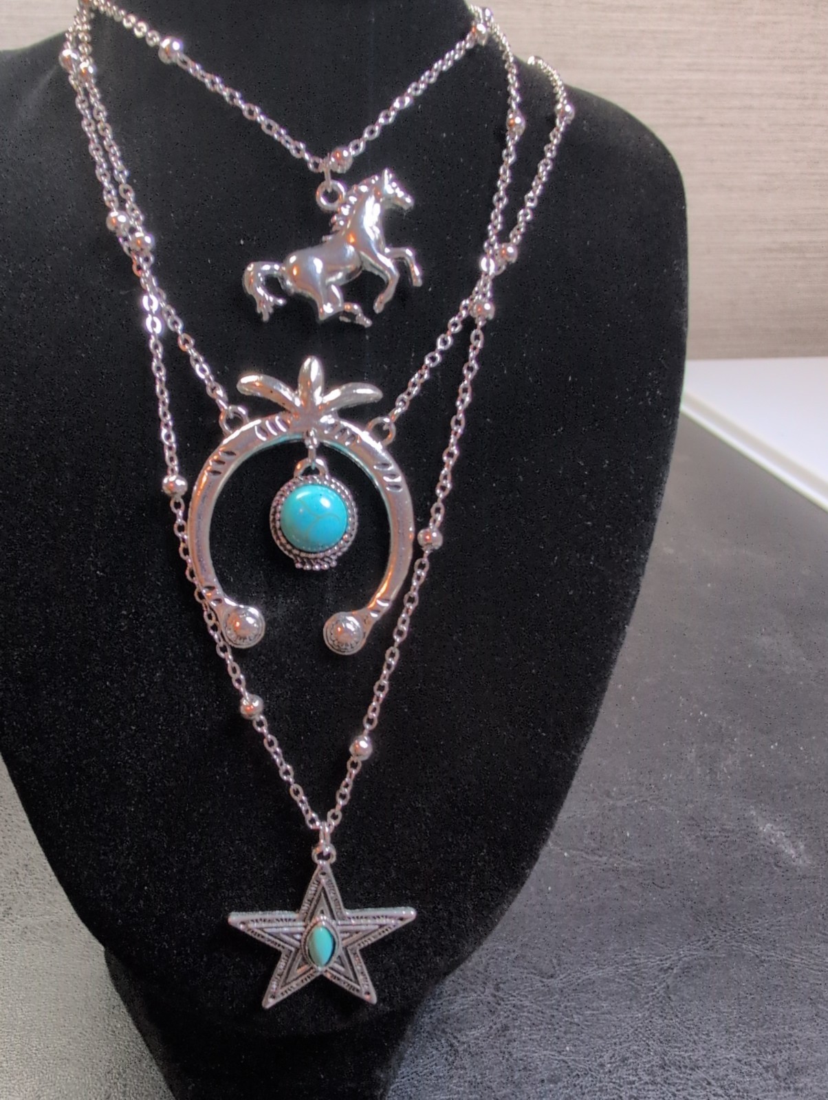 Three Silver Tone Necklaces Wears A Set Or Alone Bandits Or Sterling Silver Nice