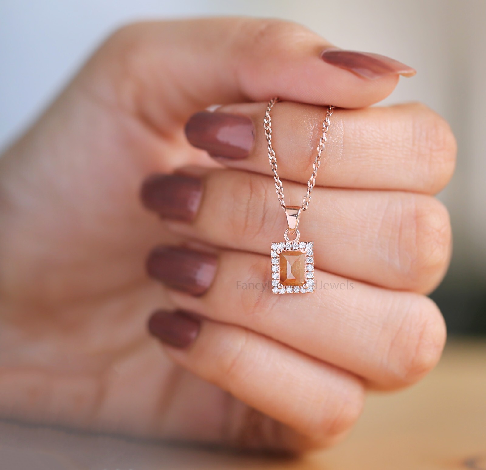 Baguette Brown Color Diamond Pendant 0.81 Ct 6.20 MM Baguette Diamond Pendant