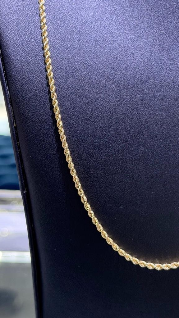14k Yellow Gold Hand Made Rope Link Design 20″ Length Chain Necklace 10.2 Grams