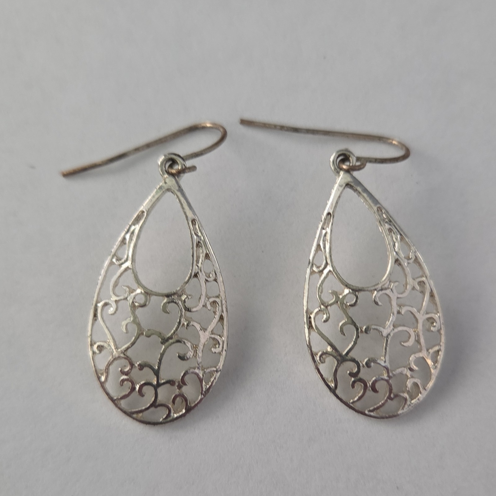 Silver Filigree Teardrop Earrings