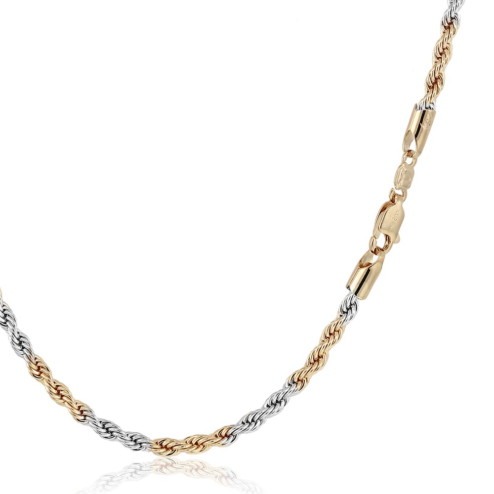 17 Inch Gold Tone Brass Rope Chain With Lobster Hook Closure