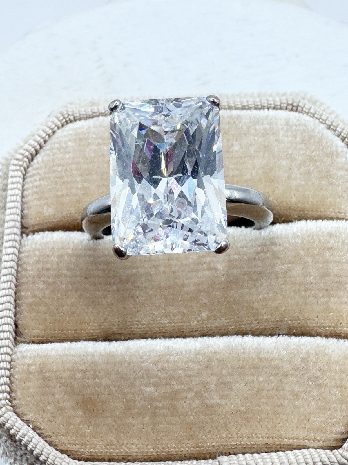 Palm Beach Jewelry Large Marquise Cubic Zirconia CZ Silver Cocktail Ring Size 7