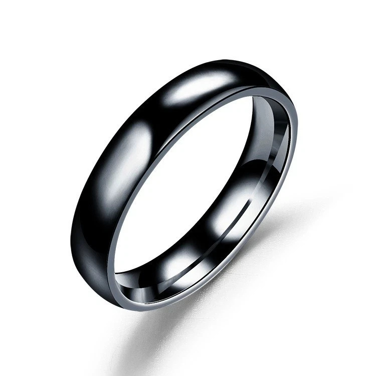 4MM Stainless Steel Wedding Band Ring Plain Comfort Fit Men Women Silver Black