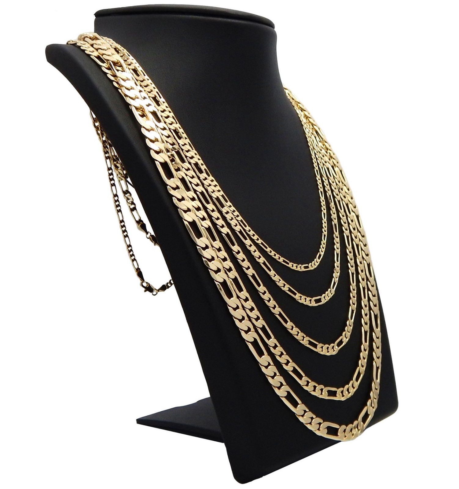 Men italian Figaro link Chain 14k Gold Plated 3mm to 7mm 18″ 20″ 24″ 30 Necklace