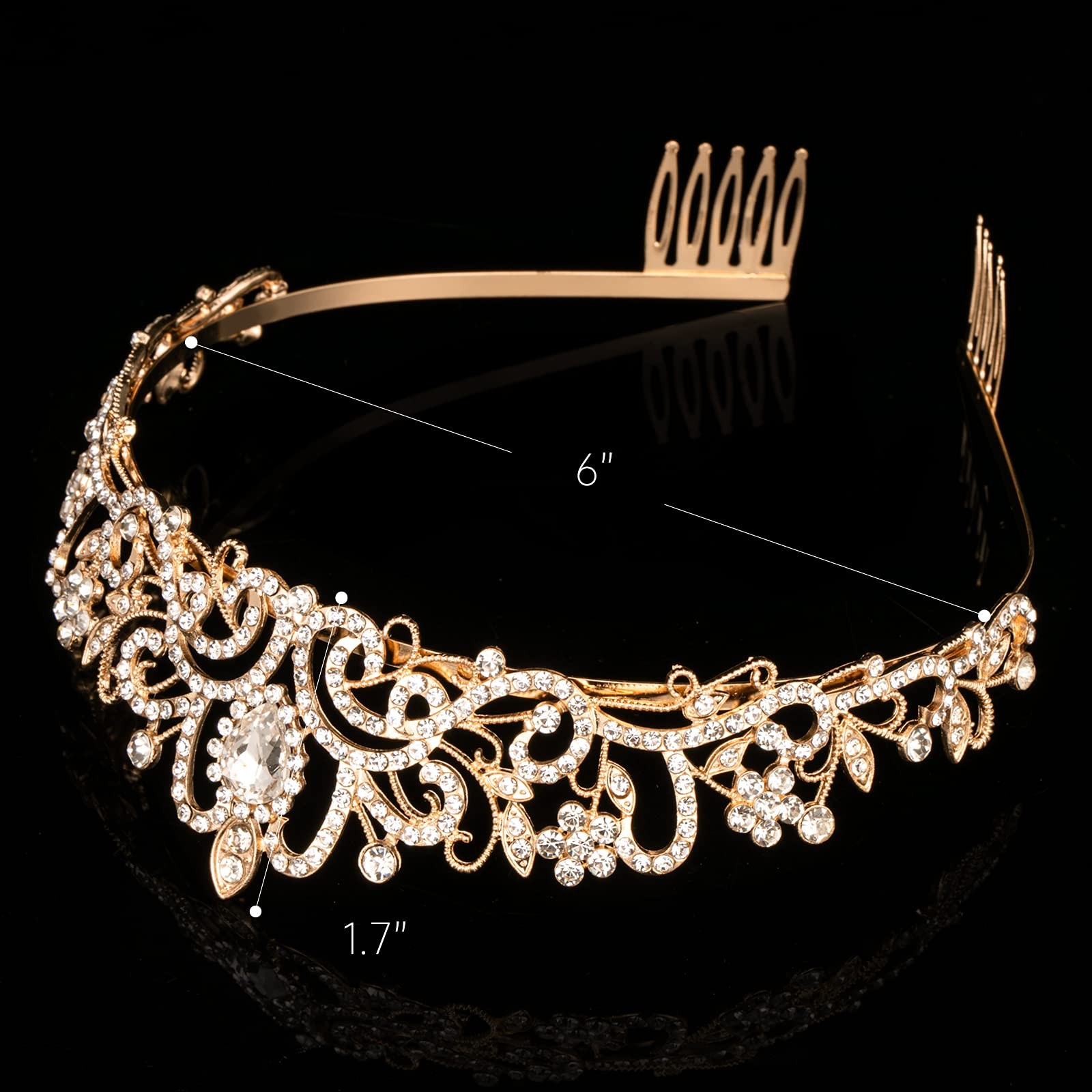Gold Crystal Crowns Tiara for Women, Girls Elegant 1Pcs, Crown 1PCS