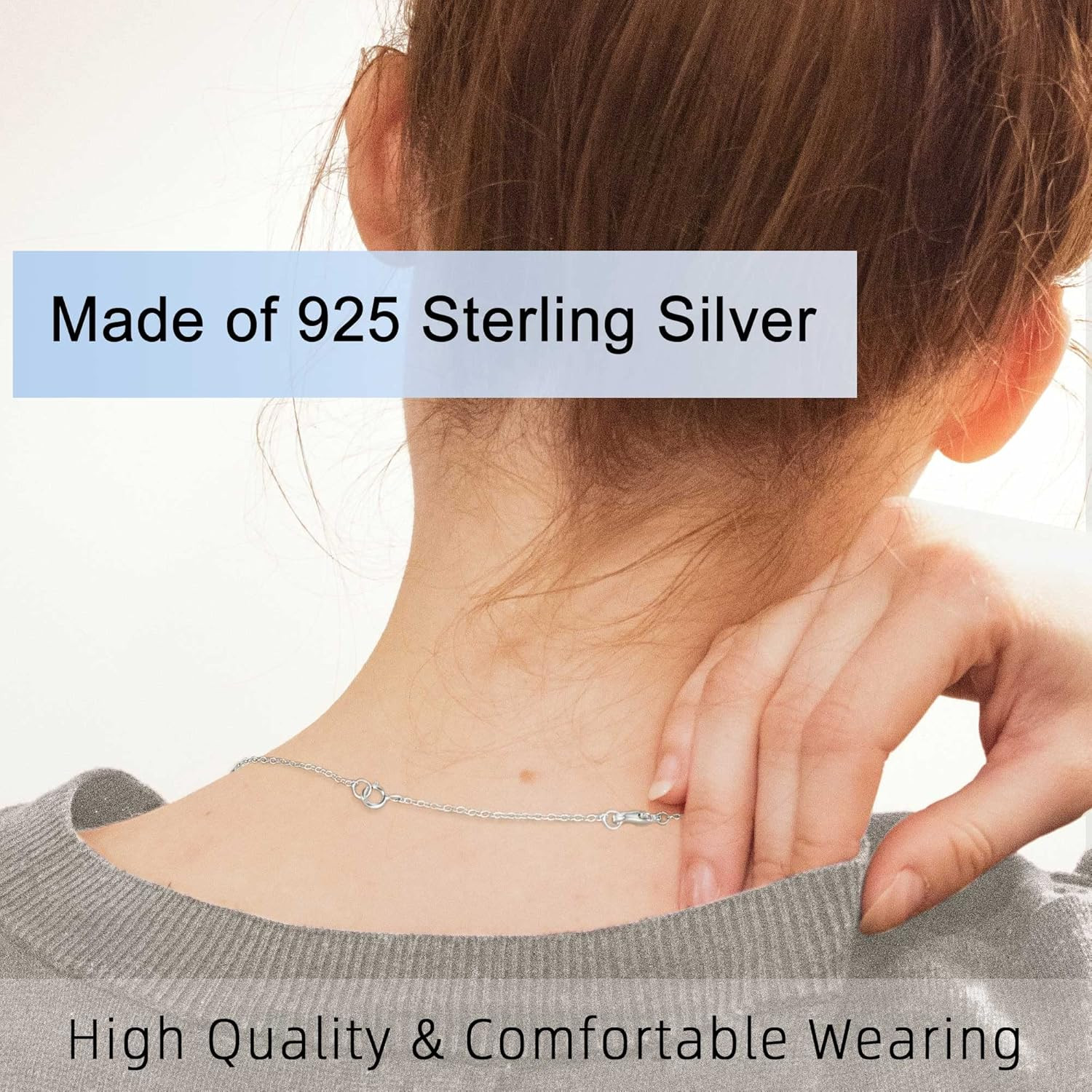 3 Pcs 925 Sterling Silver Necklace Extender Silver Chain Extenders for Necklaces