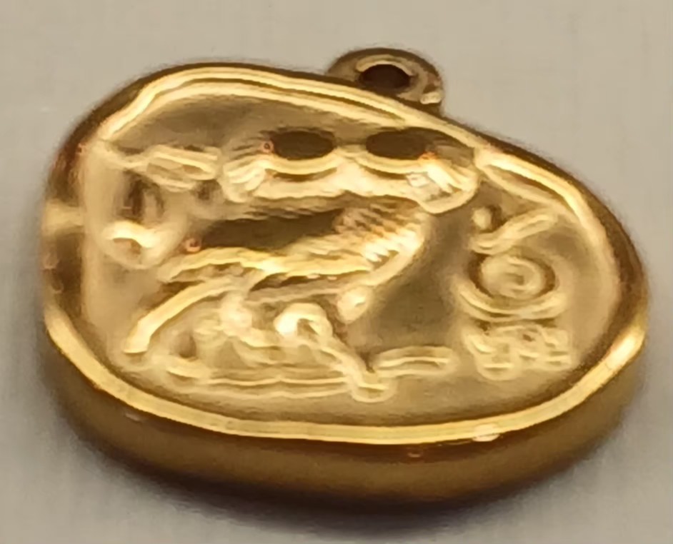 Golden Bronze Pendant/Medallion Athena Owl Medallic Art Co 1/13/16″ 117-6C