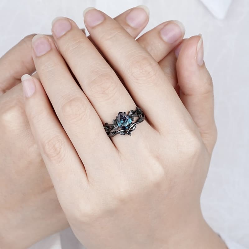 2-Piece Set Wedding Engagement Finger Ring Elegant Jewelry Gemstone Gift Woman