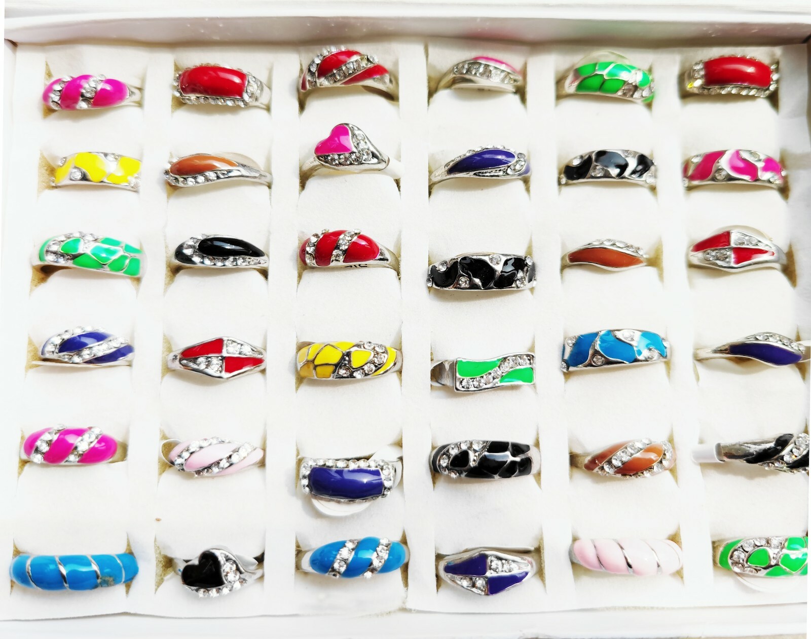 Wholesale 10pcs Vintage Multicolor Mixed Diamond inlay Ring Partywedding Jewelry