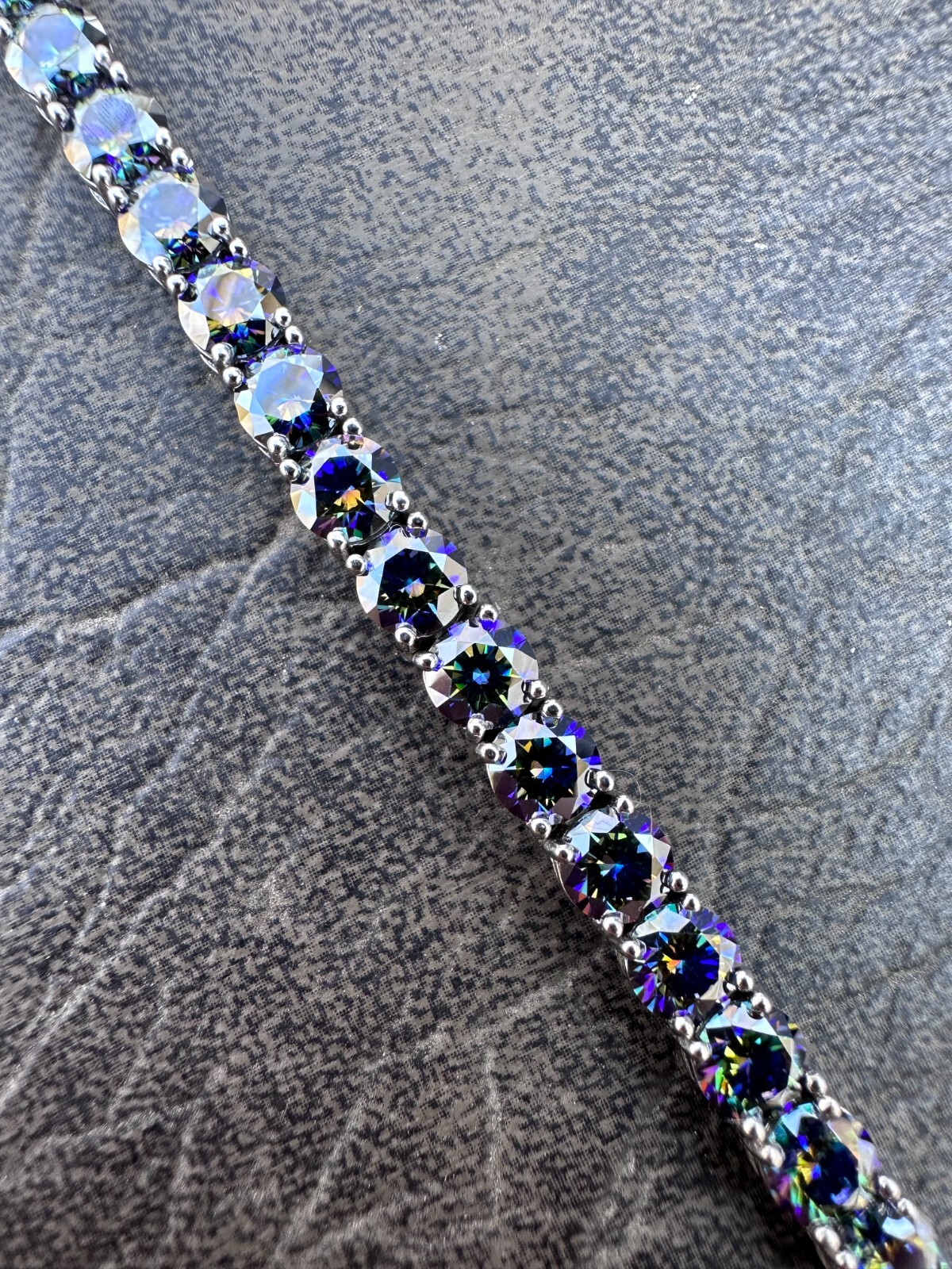 Real Iced Dark Blue MOISSANITE 5mm Tennis Bracelet 925 Silver Passes Tester GRA