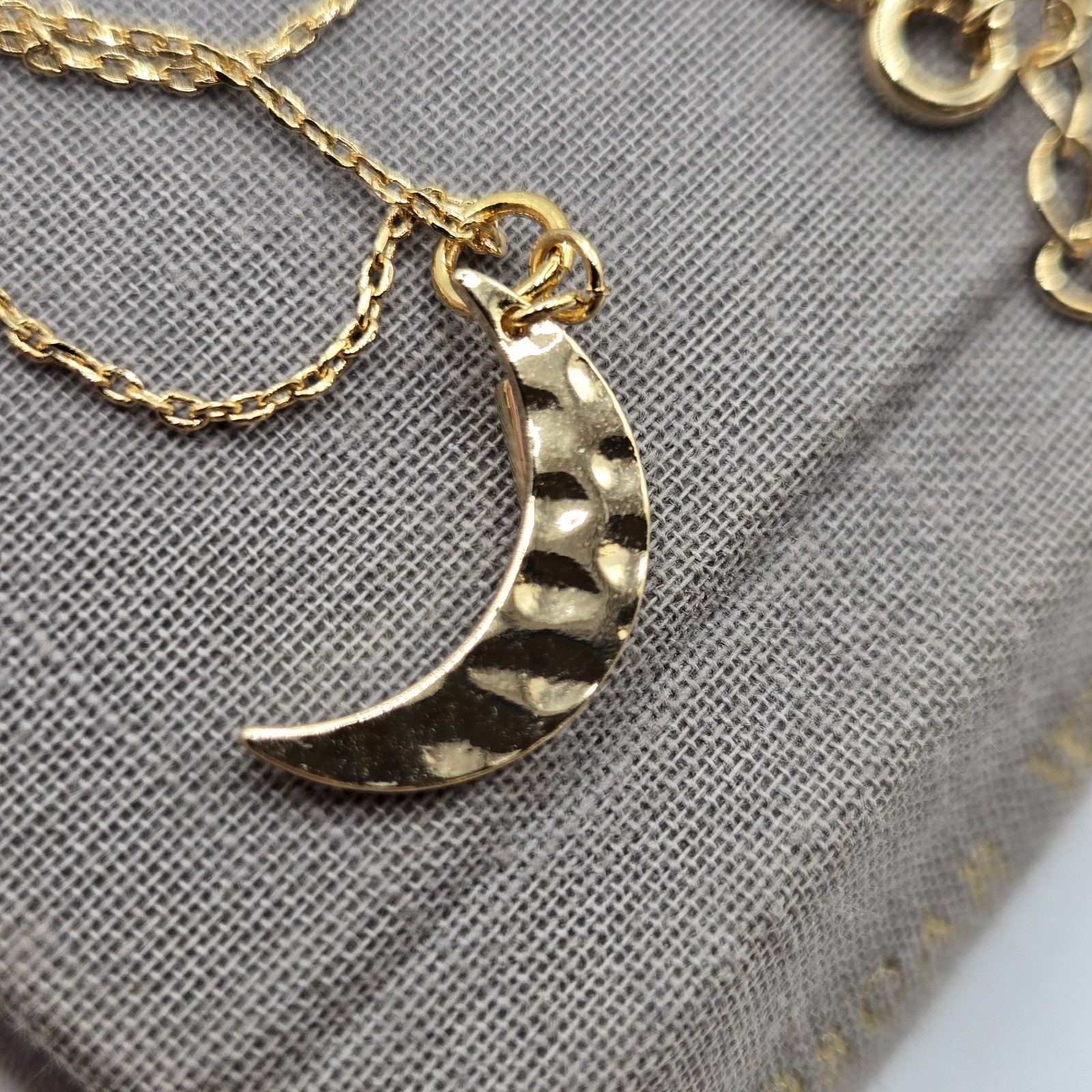 Gold Dainty Crescent Moon Spike Charm Necklace Boutique Brand Gold Plated Brass