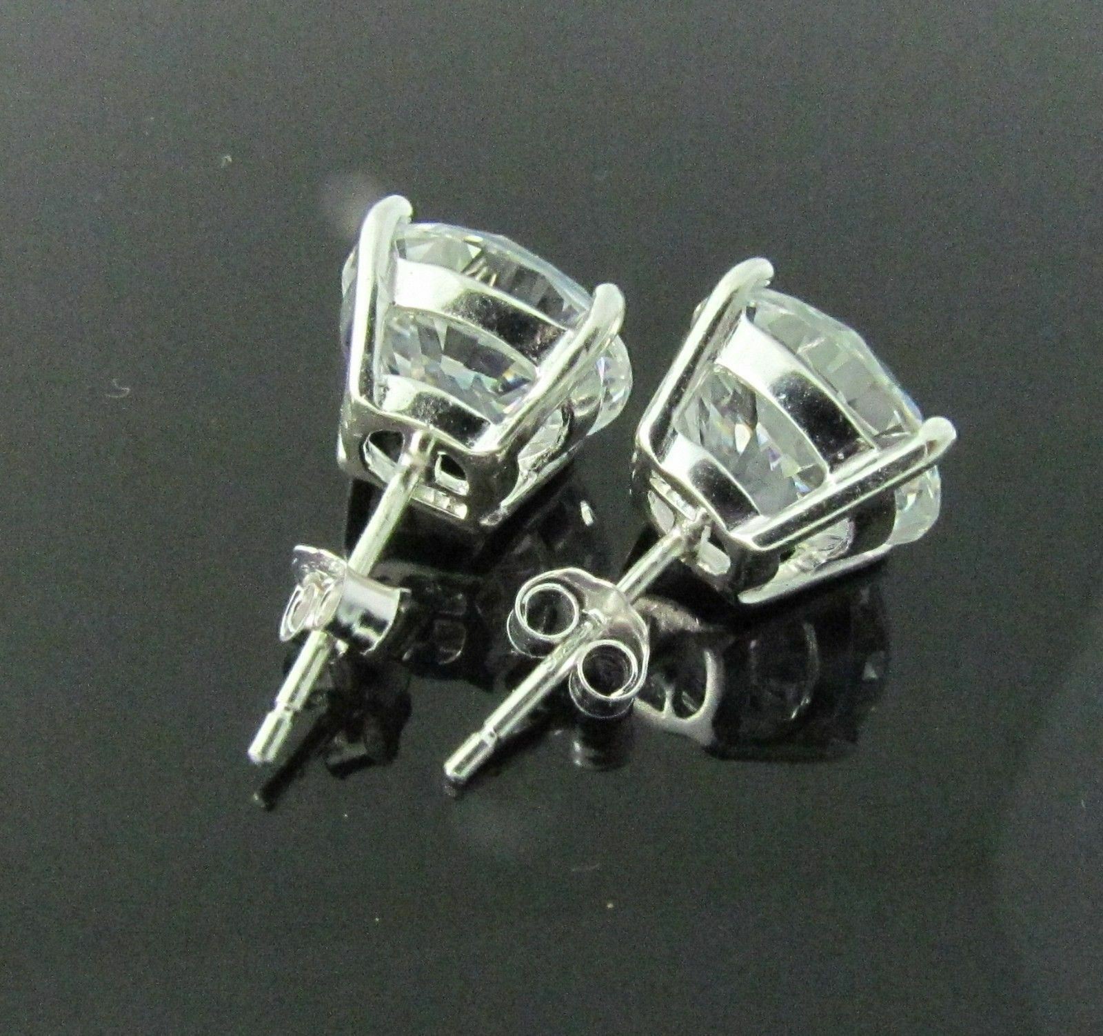 Sterling Silver Studs with D Color Internally Flawless Round CZ in 3 Colors