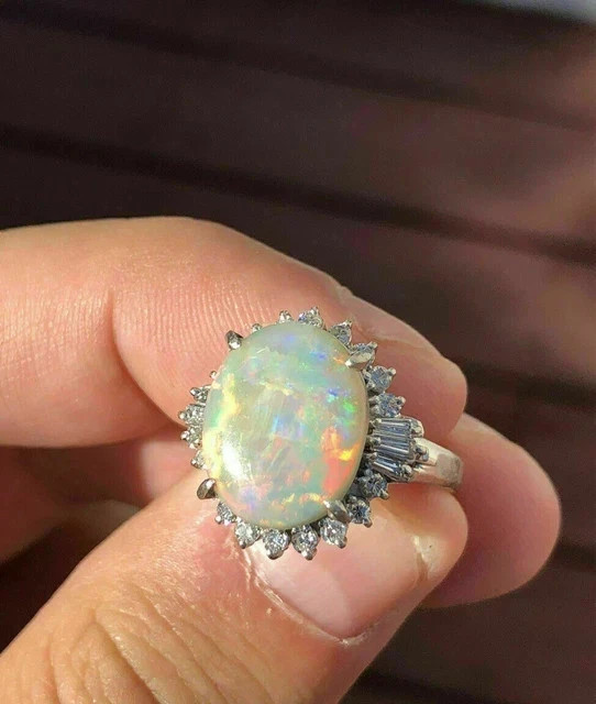 2.70Ct Oval Cut Natural Fire Opal Halo Engagement Ring 14K White Gold Plated