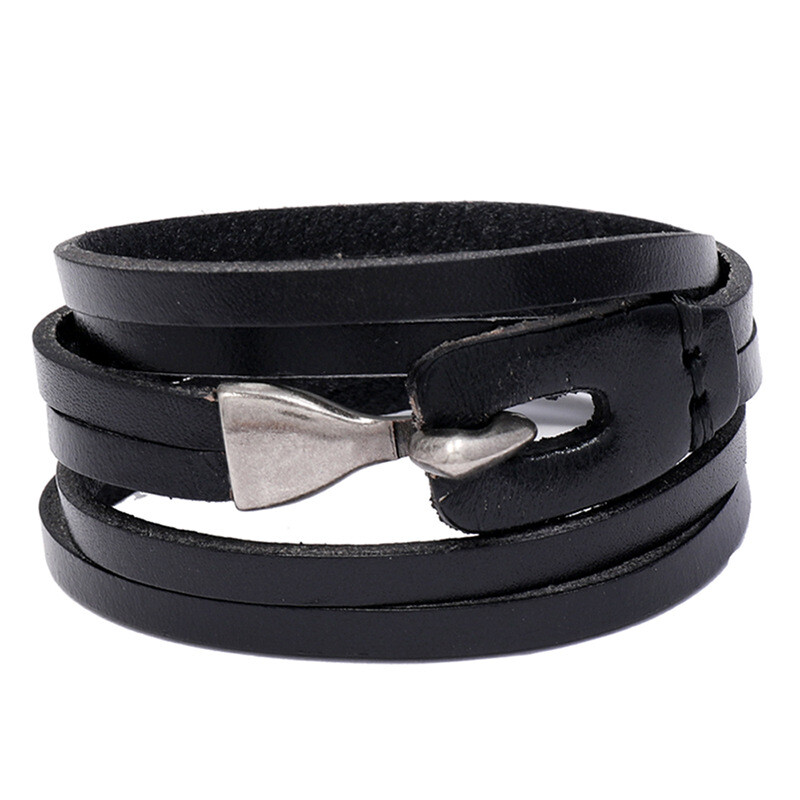 Leather Wrap Bracelets w Hook Closure, Your Choice, Dk Brown, Lt Brown OR Black