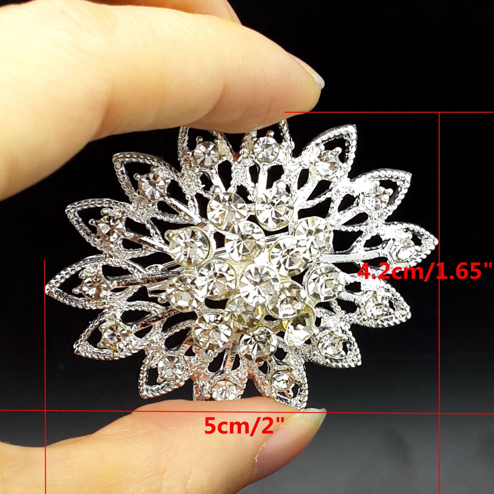 Lot32 Bulk Alloy Silver Rhinestone Crystal Flower Brooches Pins DIY Bouquet