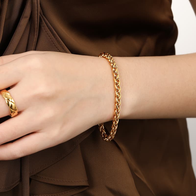 Men’s gold plating Pendant Twist Rope Bracelet Fashionable Hand Link Wrist Chain