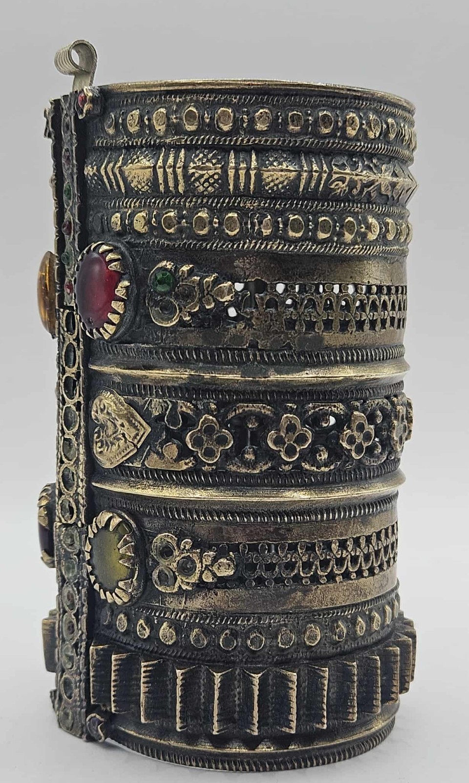 2 Afghan metal cuff bracelets and a pendant, FLAWED needs repairs, see pics READ