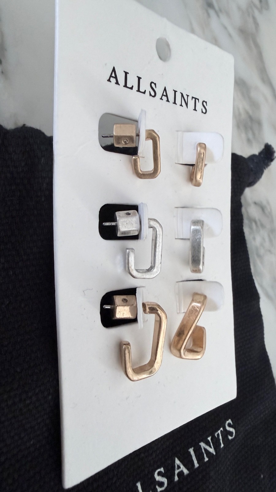 Allsaints 3 in 1 – Tia Hex Hoop Earring Set
