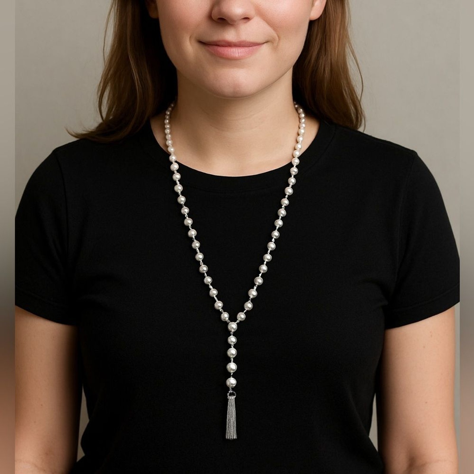White House Black Market Silver and White Elegant Necklace