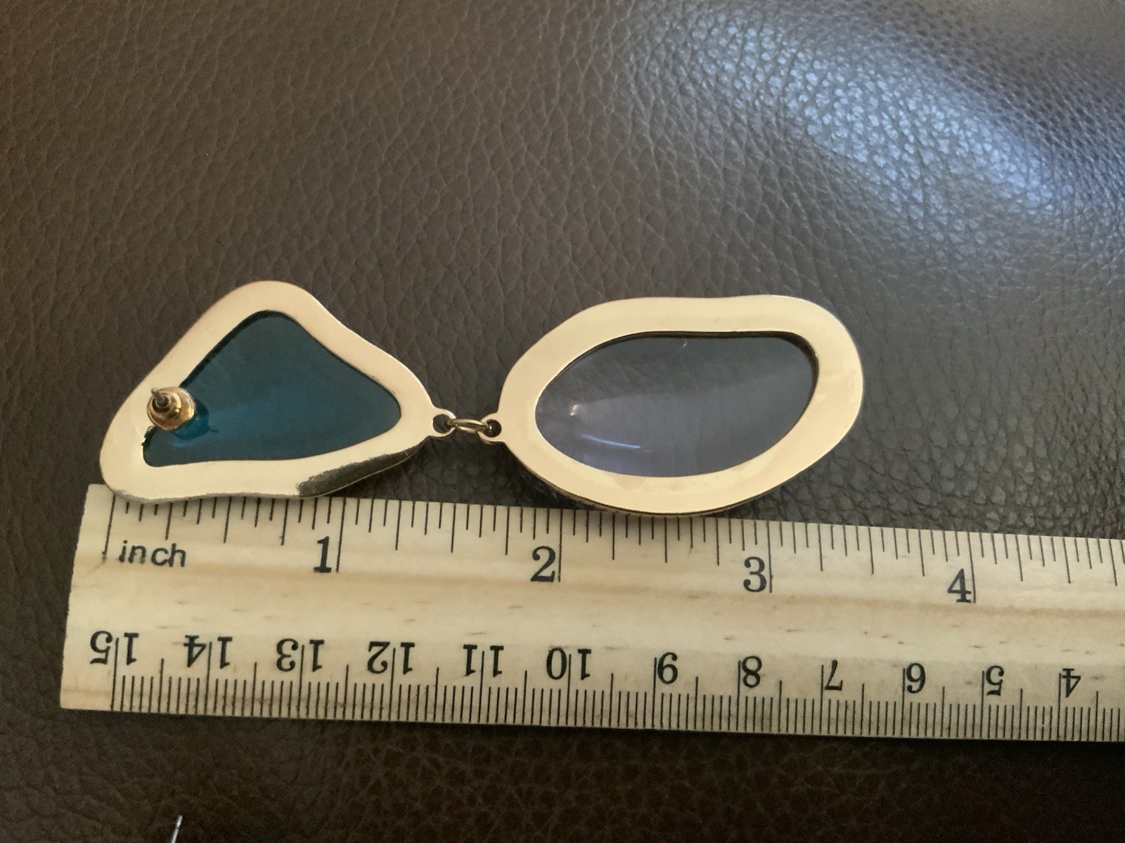 Natasha Clear Earrings Gripoix Lucite Gold Cabochon Boho Geometric Statement VTG