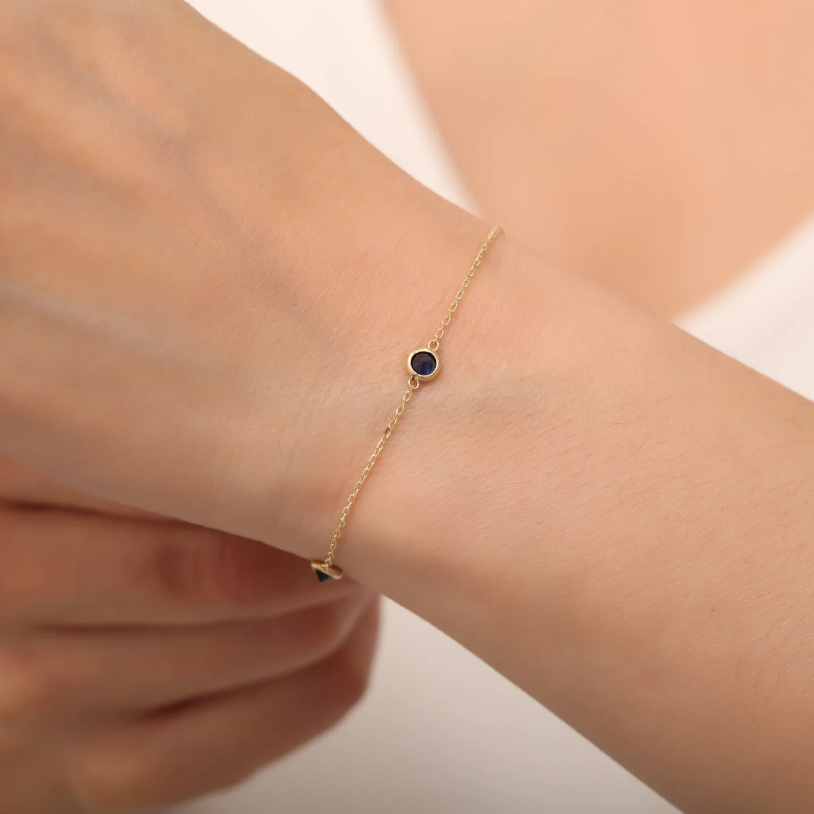Gold Plated 925 Silver Sapphire Bracelet Dainty Sleek Bracelet For Woman