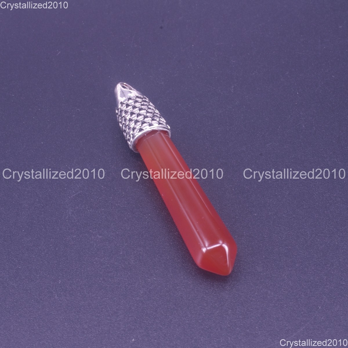 Natural Gemstones Hexagonal Chakra Healing Pendant Beads Tibetan Silver 12x60mm