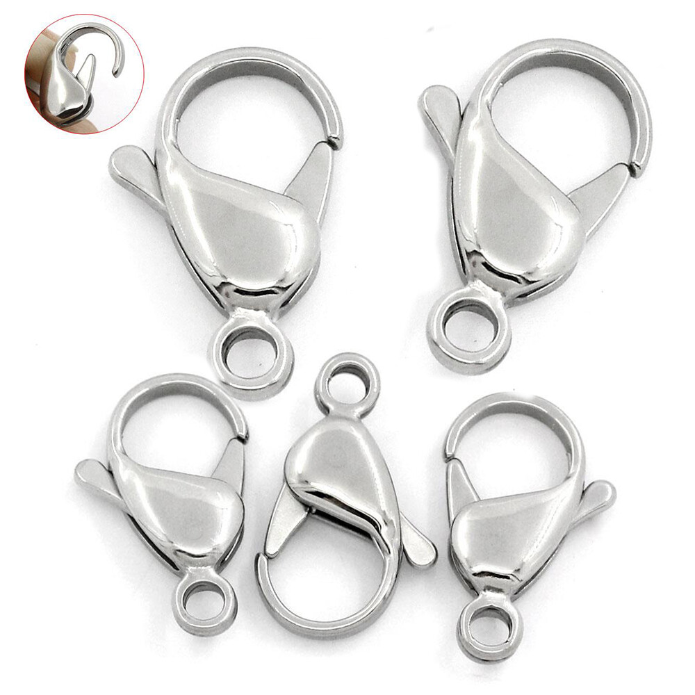 5 Pcs Stainless Steel Silver Tone Lobster Claw Clasp for Jewelry 19x12mm