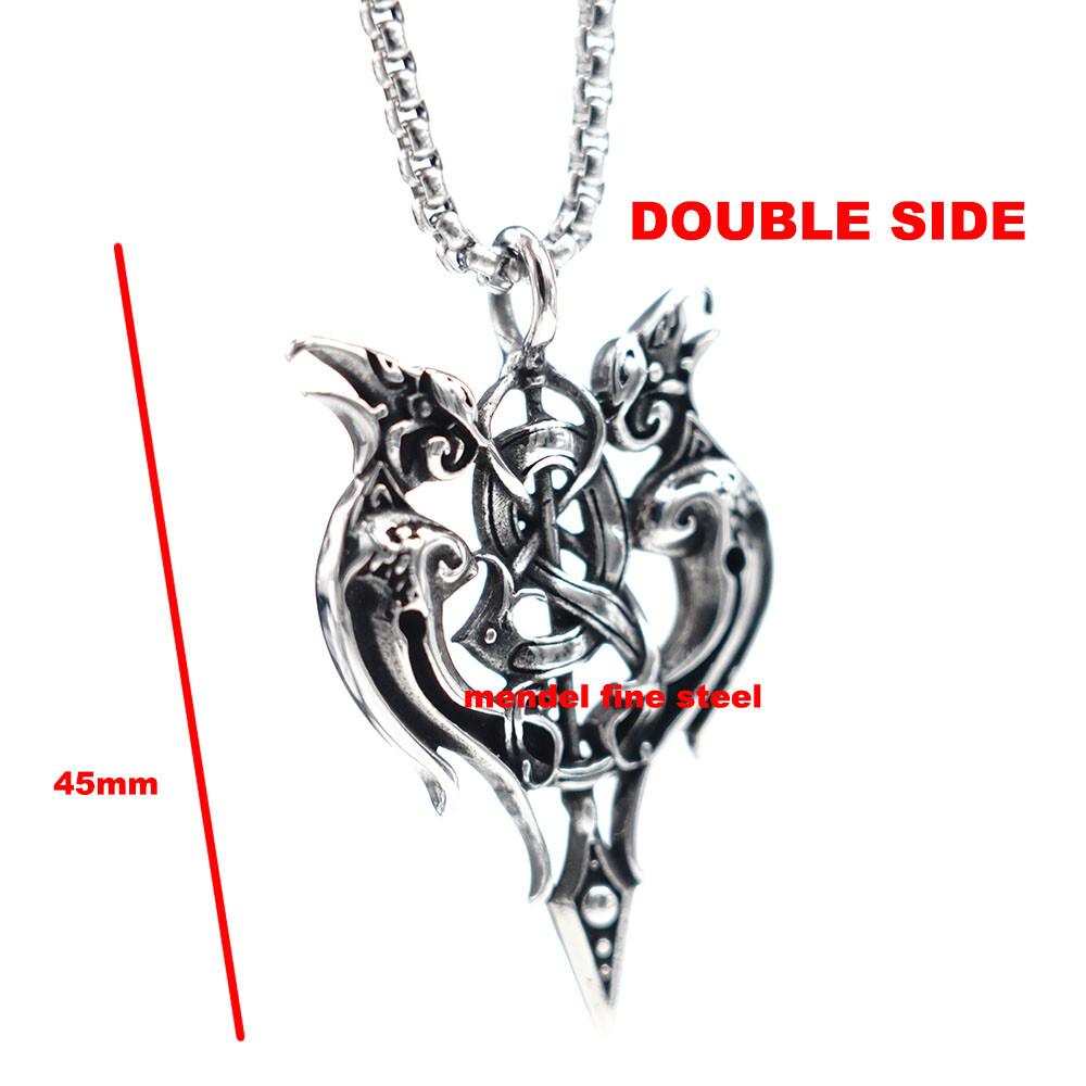 MENDEL Mens Womens Norse Viking Celtic Knot Amulet Raven Crow Pendant Necklace