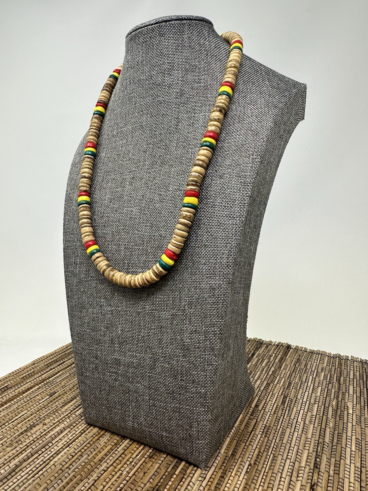 Handcrafted Rasta-Inspired Wooden Necklace – Unisex, 19″ or 23″, Boho Style