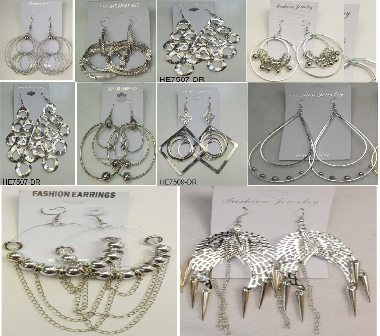 SU-5 Wholesale lot 10 pairs Fashion Big Dangle Silver Plated Earrings US-SELLER