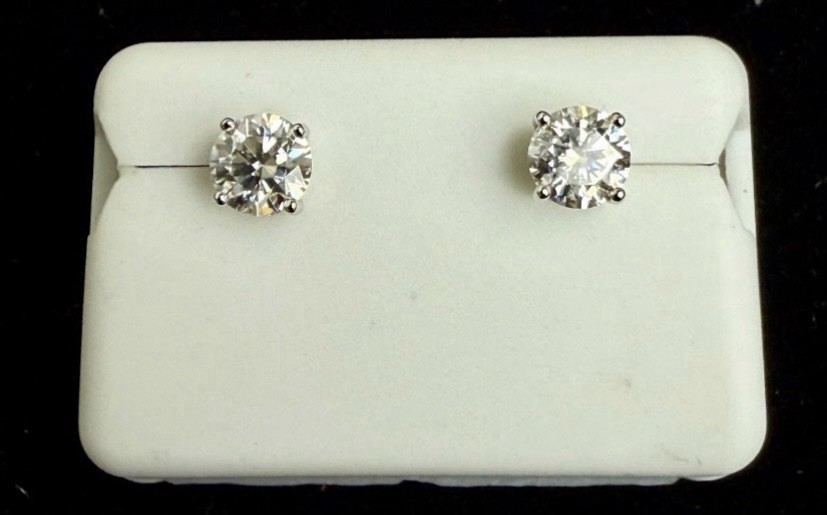 Moissanite 1 CTW Round Solitaire Sterling Silver 925 Earrings, Screw backs