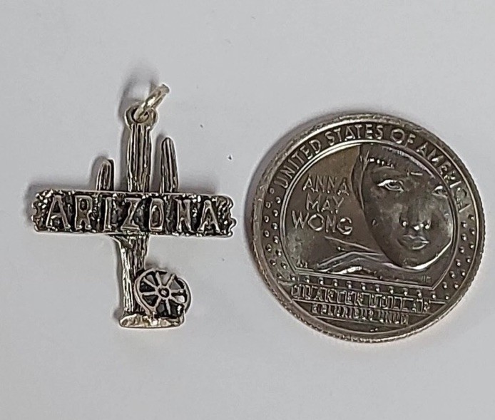 Sterling Silver Cactus Dangle Charm Pendant Southwestern Western Theme 2.53g