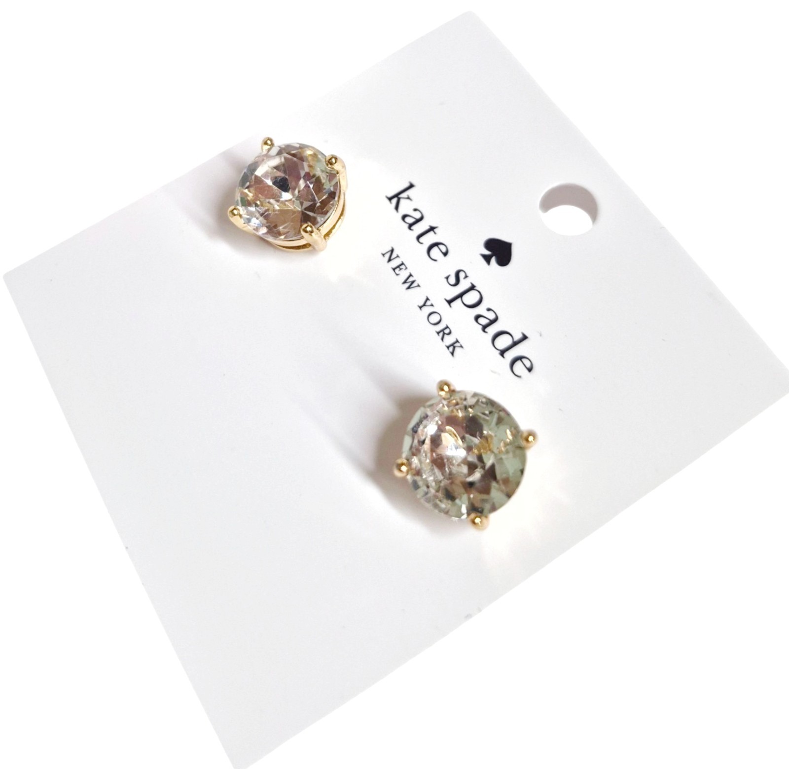 Kate Sapde Gumdrops Stud Earrnigs Clear/Gold 12-k Gold Plated O0RUO666 New